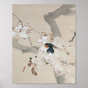Affiche Hirondelle dans la fleur des cerisiers, Watanabe S