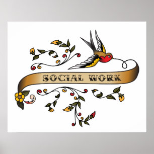 Affiche Hirondelle et rouleau avec le travail social
