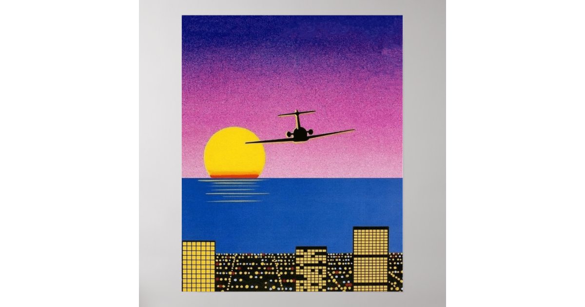 Scène de plage de Hiroshi Nagai avec voiture et palmiers · Creative Fabrica