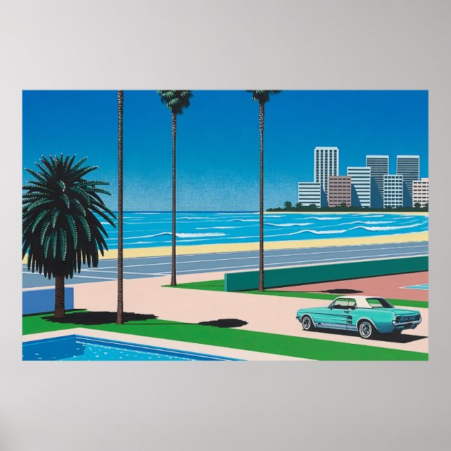Affiche hiroshi nagai art peintures ville pop et avion (Devant)