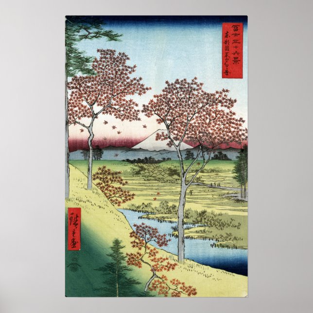 Affiche Hiroshige - Colline du coucher de soleil, Meguro d (Devant)