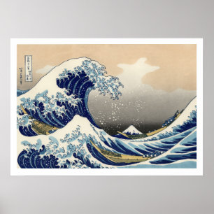 Affiche Hiroshige - la grande vague outre de Kanagawa