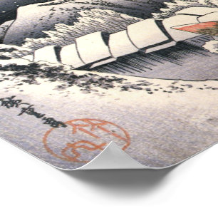 Affiche Hiroshige, Neige du soir au village de Kanbara Pos