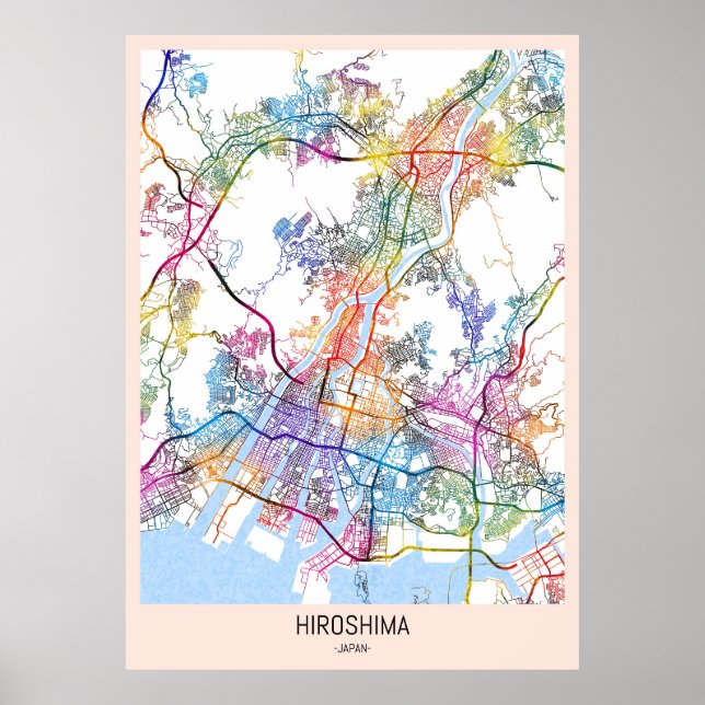Affiche Hiroshima Japan City Map (Devant)