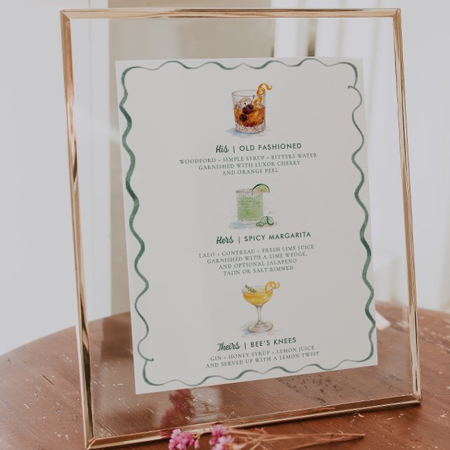 Affiche His Hers Theirs | Watercolor Signature Cocktail (Créateur téléchargé)