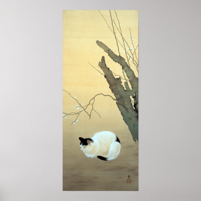 Affiche Hishida Shunso Cat and Plum Blossoms (Devant)
