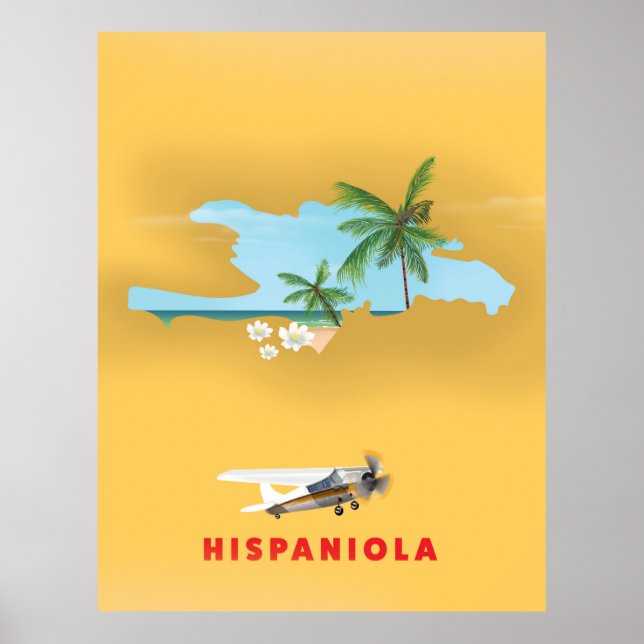 Affiche Hispaniola Map illustrated print. (Devant)