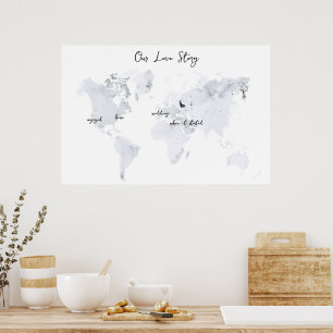 Affiche Histoire d'amour Cadeau de mariage aquarelle à c