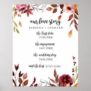 Affiche histoire d'amour timeline mariage automne signe fl