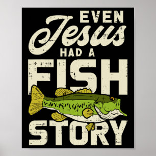 Affiche Histoire de poisson Jésus Pêcheur Dieu Christ Pêch