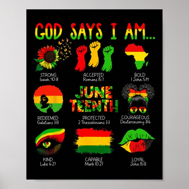 Affiche Histoire des Noirs Juneteenth Dieu dit que je suis (Devant)