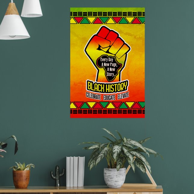 Affiche Histoire noire avec l'Afrique Carte et Poing on Gr (Salon 1)
