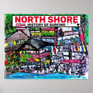AFFICHE HISTOIRE NORD-CÔTE DE LA PIPELINE DE SURF