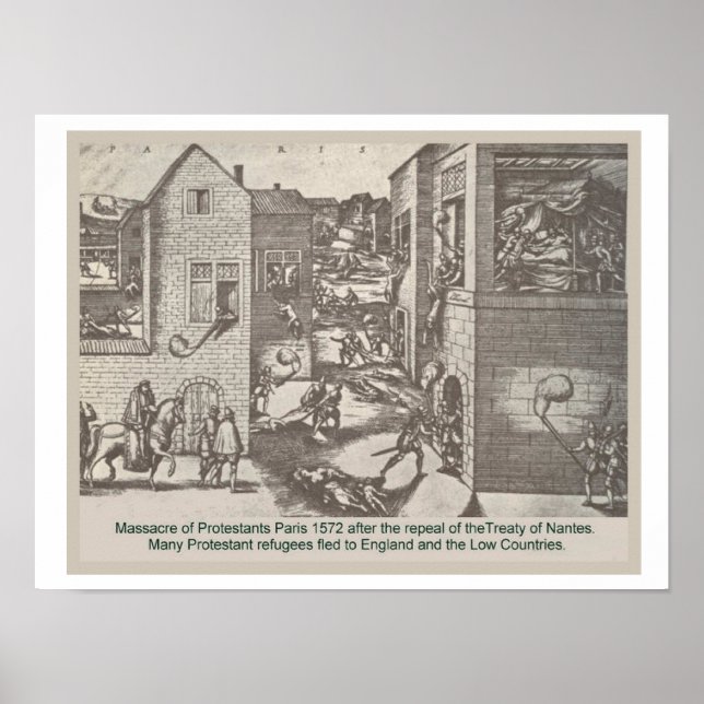 Affiche Histoire, Réforme, Massacre des protestants (Devant)