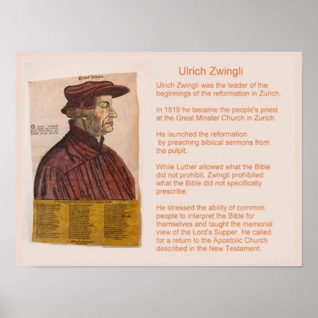 Affiche Histoire, Religion, Réforme, Ulrich Zwingli (Devant)