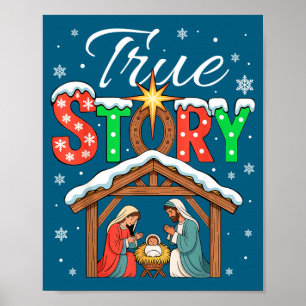 Affiche Histoire vraie Nativité Noël Bébé Jésus Religieux