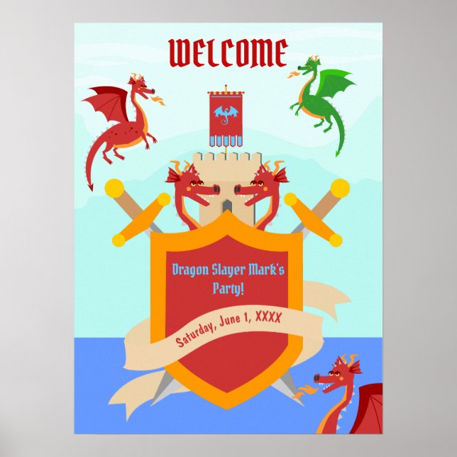 Affiche Histoires de chevalier tueur de dragon Fête d'anni (Devant)