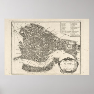 Affiche Historic Map of Venice, Italy (1763)