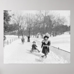 Affiche Hiver à Central Park, 1900. Photo ancienne
