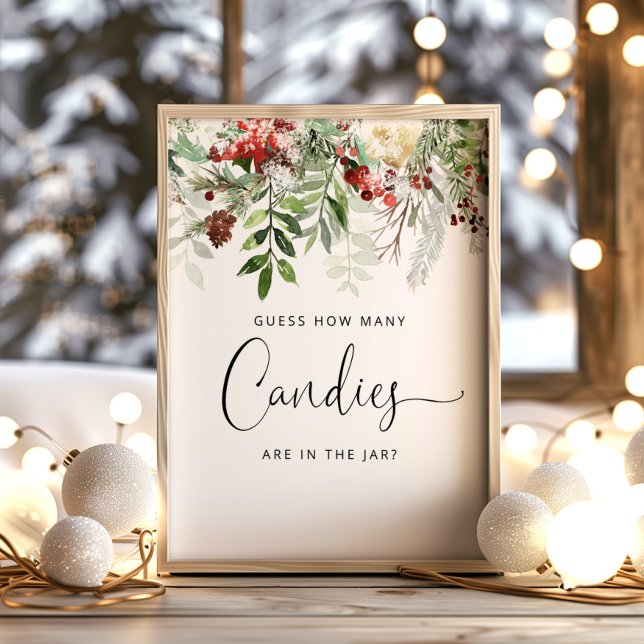 Affiche Hiver à feuillage persistant Devinez combien de bo (Créateur téléchargé)