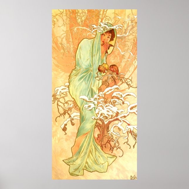 Affiche Hiver Alfons Mucha Art Nouveau (Devant)