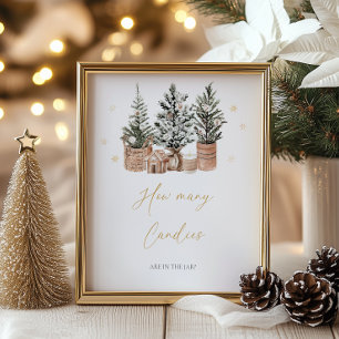 Affiche Hiver Arbres de Noël rustiques Combien de bonbons