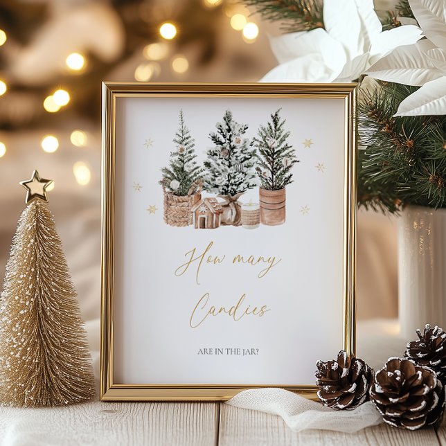 Affiche Hiver Arbres de Noël rustiques Combien de bonbons (Créateur téléchargé)