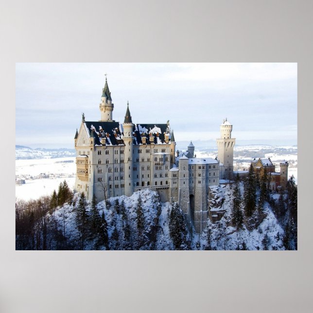 Affiche Hiver au Château de Neuschwanstein, Allemagne Bavi (Devant)