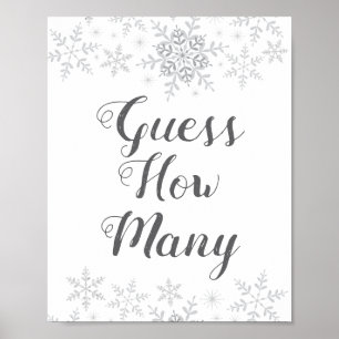 Affiche Hiver Baby shower neige Devinez combien de Jeu sig