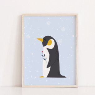 Affiche Hiver bleu Décor de pépinière d'animaux de l'Arc