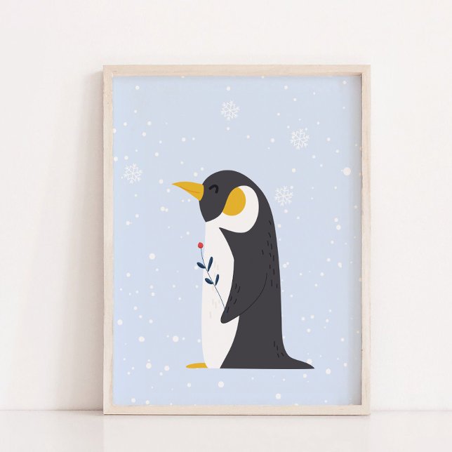 Affiche Hiver bleu | Décor de pépinière d'animaux de l'Arc (Blue Winter | Penguin Arctic Animal Nursery Decor)