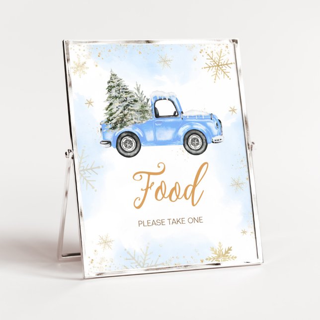 Affiche Hiver Blue Truck Food (Blue Baby It's Cold Outside Baby Shower Food Sign)