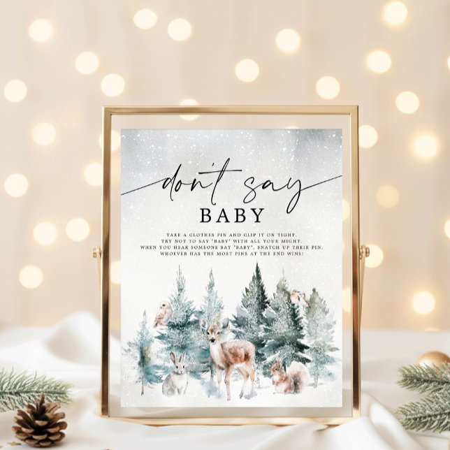 Affiche Hiver Bois Bébé Froid à l'extérieur Ne pas dire Bé (Créateur téléchargé)