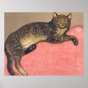 Affiche Hiver : Chat sur un Coussin de Theophile Steinlen