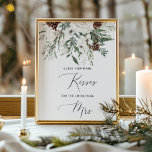Affiche Hiver combien de baisers maillot de douche nuptial<br><div class="desc">Hiver à feuillage persistant "Combien de baisers pour le prochain à être Mme" jeu de douche nuptiale. Éléments correspondants disponibles.</div>