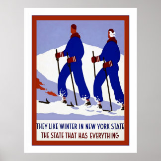 Affiche Hiver Dans L'État De New York ~ Vintage voyage