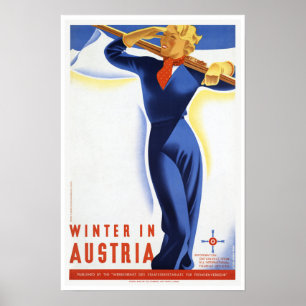 Affiche Hiver de voyage dans des sports de ski de