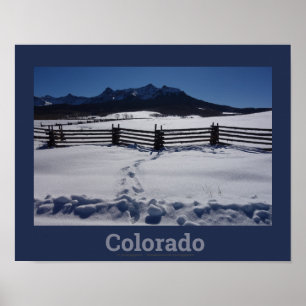 Affiche Hiver du Colorado avec clôture rustique San Juan R
