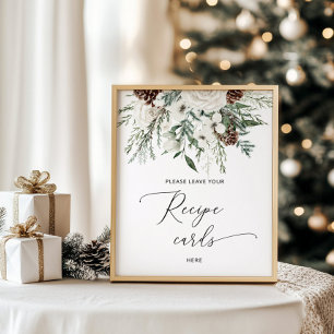 Affiche Hiver élégant laissez votre carte de recette ici