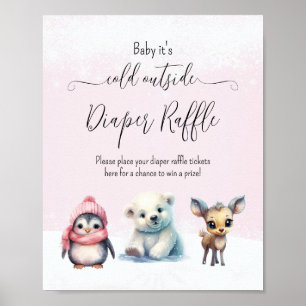 Affiche Hiver Froid Hors Baby shower Déchets Raffle