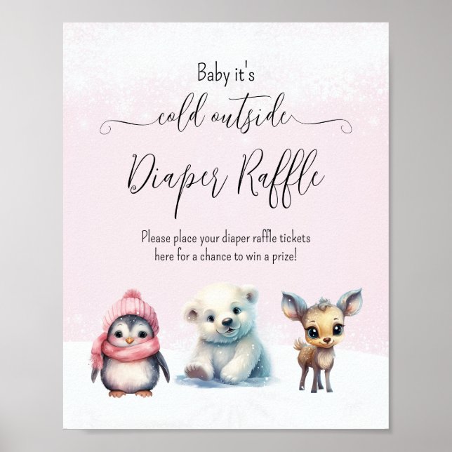 Affiche Hiver Froid Hors Baby shower Déchets Raffle (Devant)