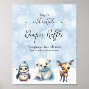 Affiche Hiver Froid Hors Baby shower Déchets Raffle