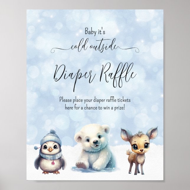 Affiche Hiver Froid Hors Baby shower Déchets Raffle (Devant)