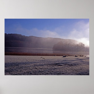 Affiche Hiver froid matin Esthwaite Eau Angleterre