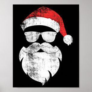 Affiche Hiver Hiver Père Noël Visage Avec Barbe Casquette