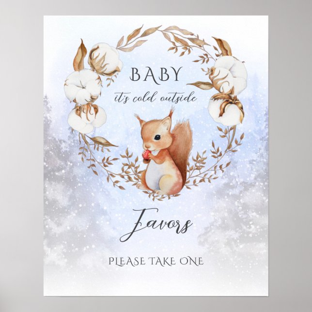 Affiche Hiver Il fait froid hors Baby shower Faveurs (Devant)