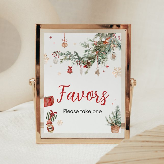 Affiche Hiver Joyeux Petit Baby shower de Noël Faveurs (Merry Little Winter Christmas Baby Shower Favors Sign)