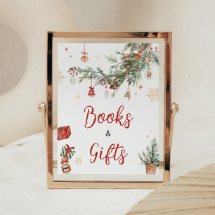 Affiche Hiver Joyeux Petits Livres et Cadeaux de Noël