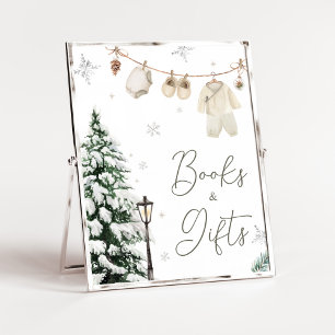 Affiche Hiver Joyeux Vêtements de bébé Livres et cadeaux