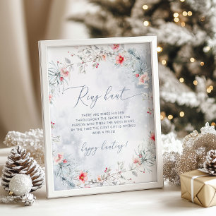 Affiche Hiver neige élégante bague chasse nuptiale douche